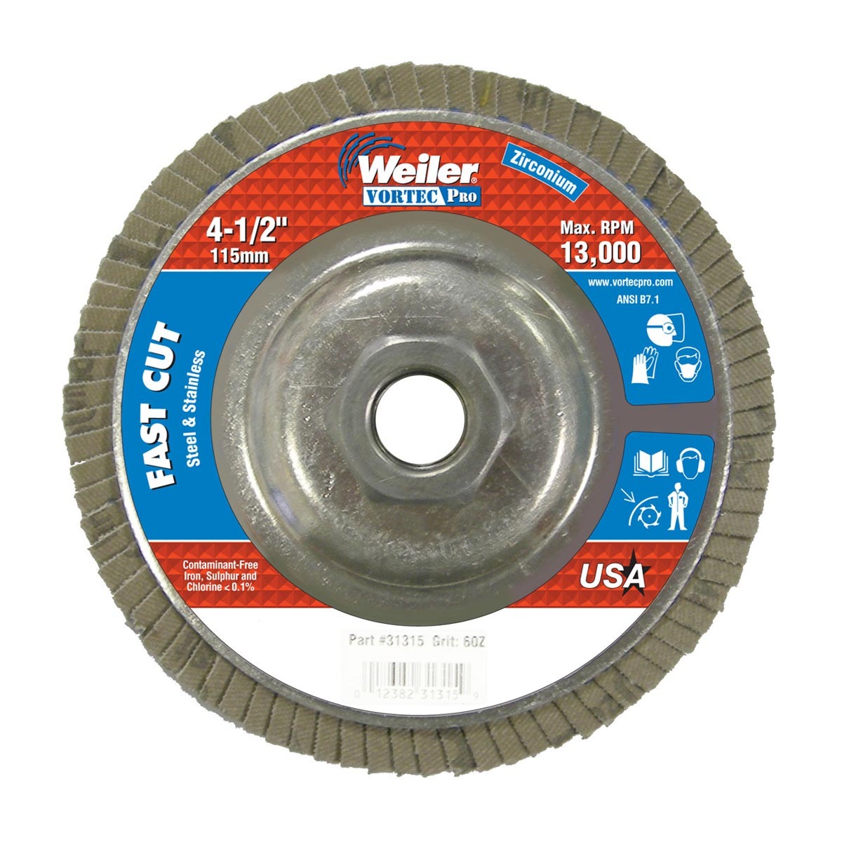 4-1/2"X5/8-11 80 GRT FLAP DISC