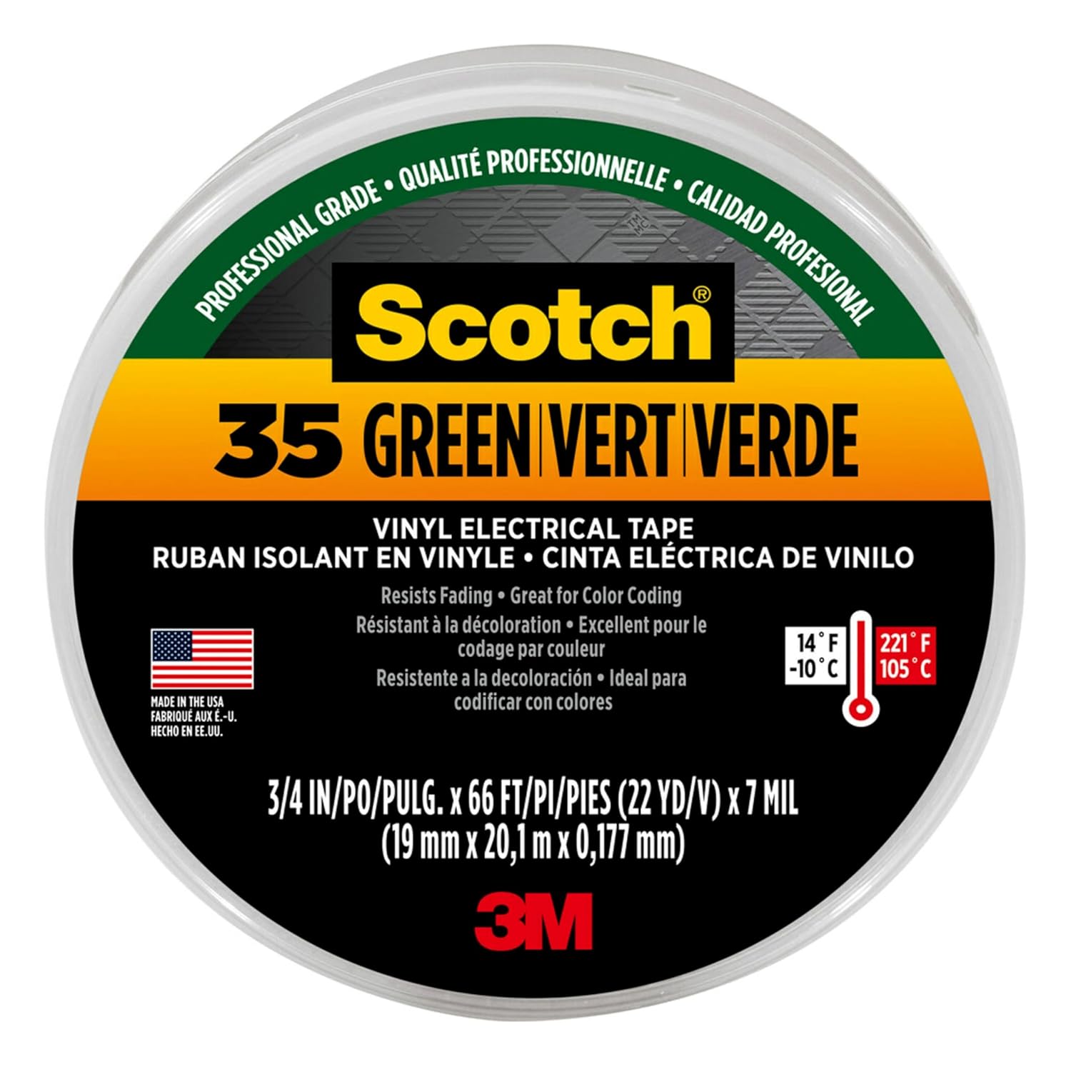 ELECTRIC TAPE GREEN 3/4X66
