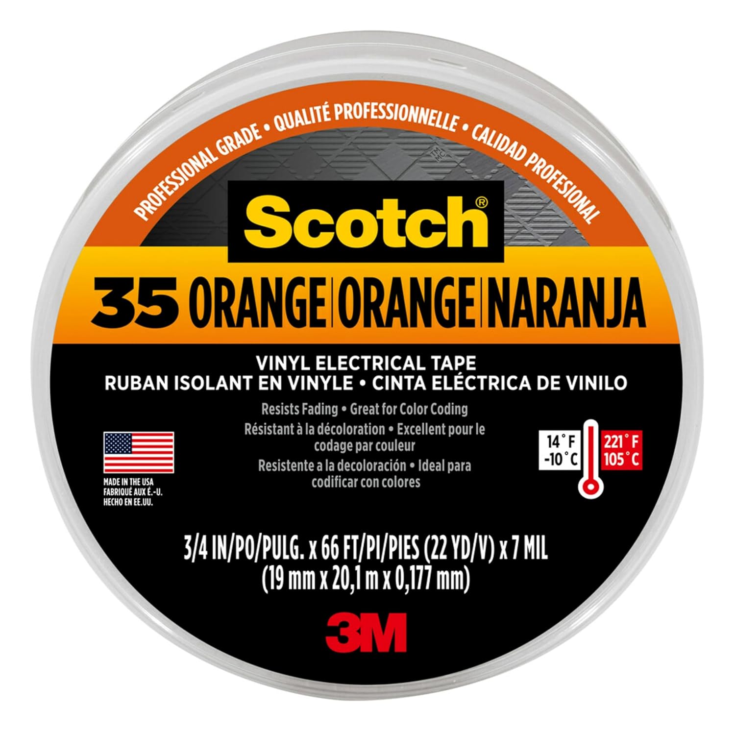 ELECTRIC TAPE ORANGE 3/4X66