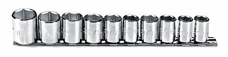 10PC.SOCKET SET 6PT. 5/16-7/8