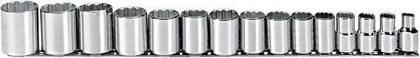 15PC SOCKET SET 12PT 3/8"-1-1/4"